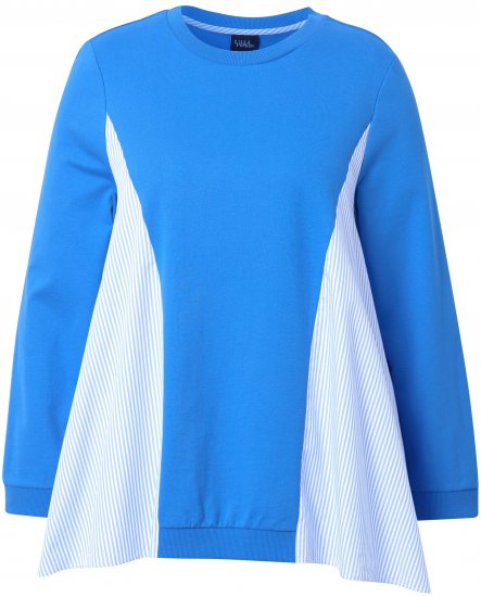 Ulla Popken Pinstripe Gore Long Sleeve Sweatshirt Peacock Blue - φούτερ/Φούτερ με κουκούλα - 