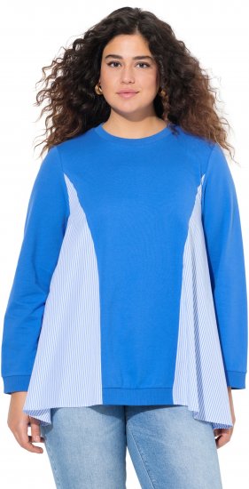 Ulla Popken Pinstripe Gore Long Sleeve Sweatshirt Peacock Blue - φούτερ/Φούτερ με κουκούλα - 