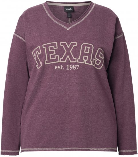 Ulla Popken Texas Contrast Stitching Sweatshirt Dark Ruby - φούτερ/Φούτερ με κουκούλα - 