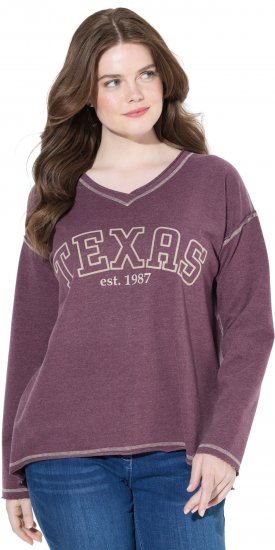 Ulla Popken Texas Contrast Stitching Sweatshirt Dark Ruby - φούτερ/Φούτερ με κουκούλα - 