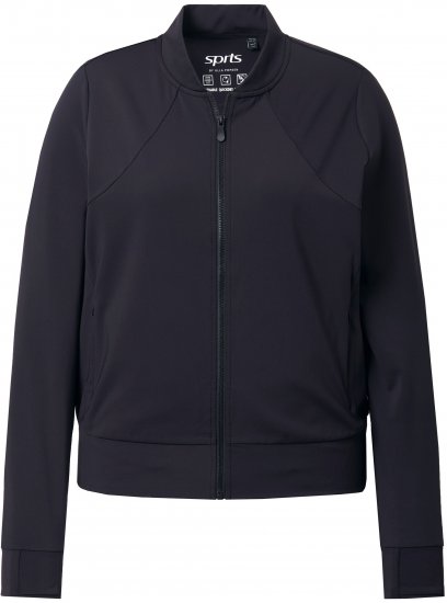 Ulla Popken Quick Drying College Collar Sweatshirt Black - φούτερ/Φούτερ με κουκούλα - 