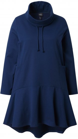 Ulla Popken Flounce Panel Long Sleeve Sweatshirt Dress Navy - φούτερ/Φούτερ με κουκούλα - 