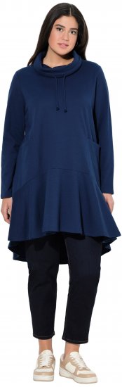Ulla Popken Flounce Panel Long Sleeve Sweatshirt Dress Navy - φούτερ/Φούτερ με κουκούλα - 