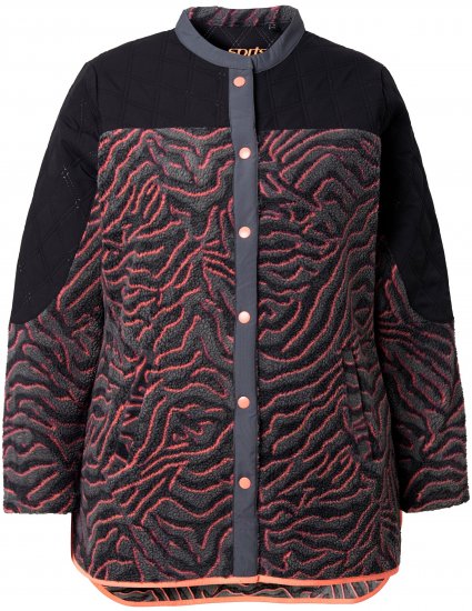 Ulla Popken Neon Tiger Stripe Jacket Black - φούτερ/Φούτερ με κουκούλα - 