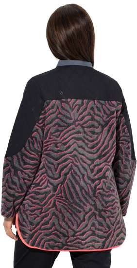 Ulla Popken Neon Tiger Stripe Jacket Black - φούτερ/Φούτερ με κουκούλα - 