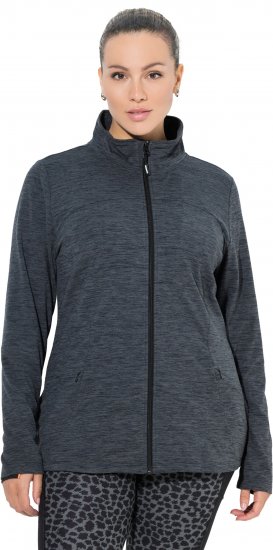 Ulla Popken Quick Drying Zip Up Sweatshirt Black - φούτερ/Φούτερ με κουκούλα - 
