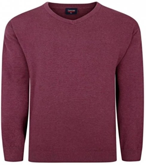 Espionage KW031 V-Neck Pullover Grape Red - φούτερ/Φούτερ με κουκούλα - φούτερ/Φούτερ με κουκούλα ανδρικά μεγάλα μεγέθη 