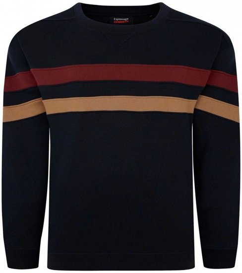Espionage LW163 Striped Sweatshirt Navy - φούτερ/Φούτερ με κουκούλα - φούτερ/Φούτερ με κουκούλα ανδρικά μεγάλα μεγέθη 