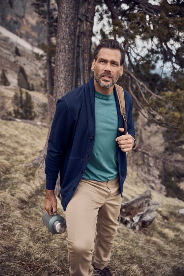 JP1880 Sweat Jacket Shawl Collar Navy - φούτερ/Φούτερ με κουκούλα - φούτερ/Φούτερ με κουκούλα ανδρικά μεγάλα μεγέθη 