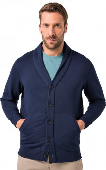 JP1880 Sweat Jacket Shawl Collar Navy - φούτερ/Φούτερ με κουκούλα - φούτερ/Φούτερ με κουκούλα ανδρικά μεγάλα μεγέθη 