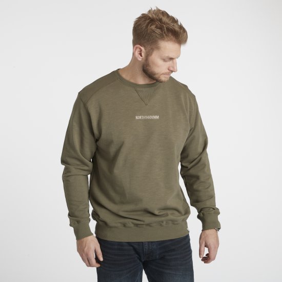 North Latitude Denim Logo Sweatshirt Dusty Olive Green TALL - TALL Φούτερ - TALL Φούτερ & Hoodies για Ψηλούς