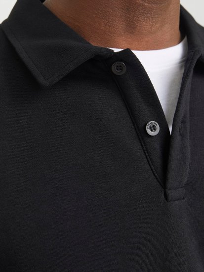 Jack & Jones Bradley Sweatshirt Polo Black - φούτερ/Φούτερ με κουκούλα - φούτερ/Φούτερ με κουκούλα ανδρικά μεγάλα μεγέθη 