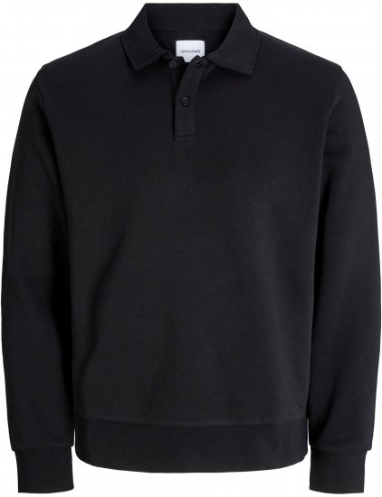 Jack & Jones Bradley Sweatshirt Polo Black - φούτερ/Φούτερ με κουκούλα - φούτερ/Φούτερ με κουκούλα ανδρικά μεγάλα μεγέθη 