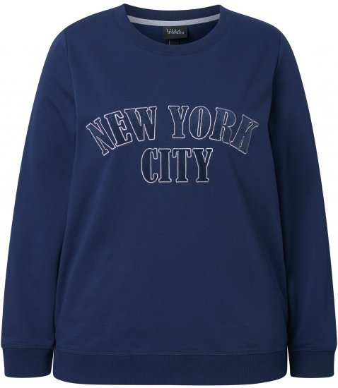 Ulla Popken NYC Embroidered Long Sleeve Sweatshirt Ink Blue - φούτερ/Φούτερ με κουκούλα - 