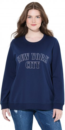 Ulla Popken NYC Embroidered Long Sleeve Sweatshirt Ink Blue - φούτερ/Φούτερ με κουκούλα - 