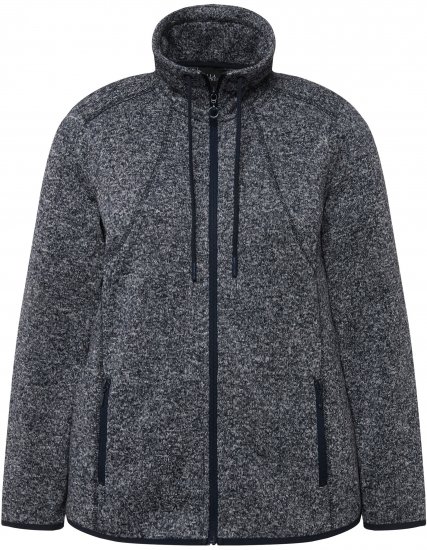 Ulla Popken Heather Knit Fleece Jacket Navy - φούτερ/Φούτερ με κουκούλα - 