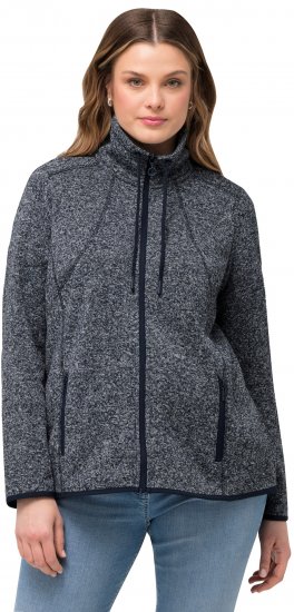 Ulla Popken Heather Knit Fleece Jacket Navy - φούτερ/Φούτερ με κουκούλα - 