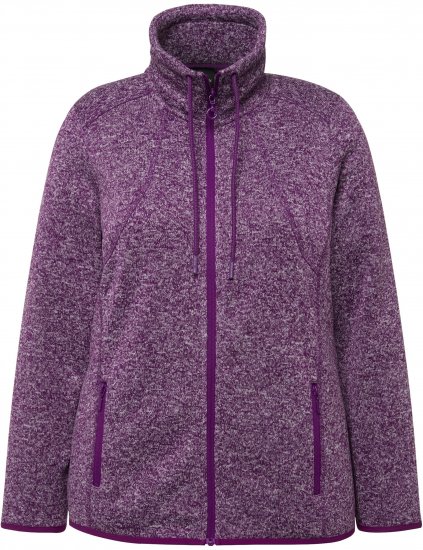 Ulla Popken Heather Knit Fleece Jacket Dark Purple - φούτερ/Φούτερ με κουκούλα - 