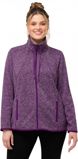 Ulla Popken Heather Knit Fleece Jacket Dark Purple - φούτερ/Φούτερ με κουκούλα - 