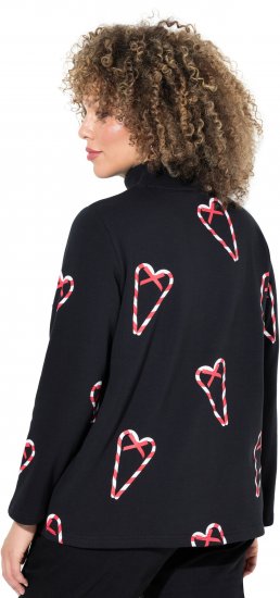 Ulla Popken Candy Cane Graphic Sweatshirt Black - φούτερ/Φούτερ με κουκούλα - 