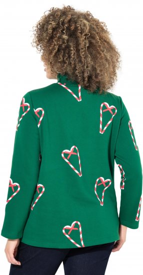 Ulla Popken Candy Cane Graphic Sweatshirt Meadow Green - φούτερ/Φούτερ με κουκούλα - 