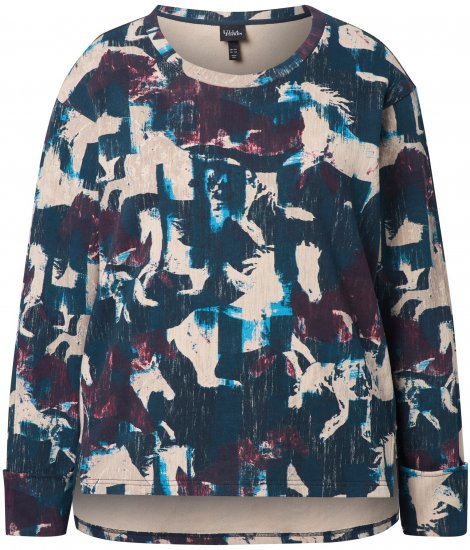 Ulla Popken Horse Print Long Sleeve Sweatshirt Navy - φούτερ/Φούτερ με κουκούλα - 