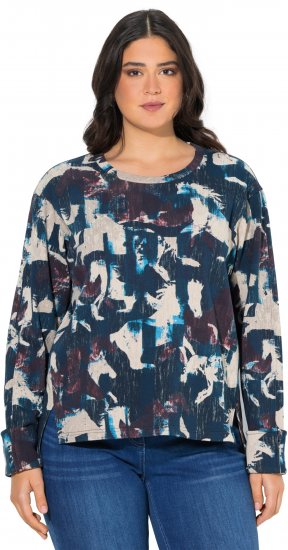 Ulla Popken Horse Print Long Sleeve Sweatshirt Navy - φούτερ/Φούτερ με κουκούλα - 