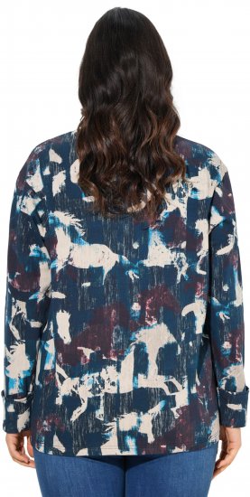 Ulla Popken Horse Print Long Sleeve Sweatshirt Navy - φούτερ/Φούτερ με κουκούλα - 