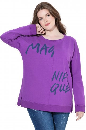 Ulla Popken Magnifique Split Style Sweatshirt Purple - φούτερ/Φούτερ με κουκούλα - 