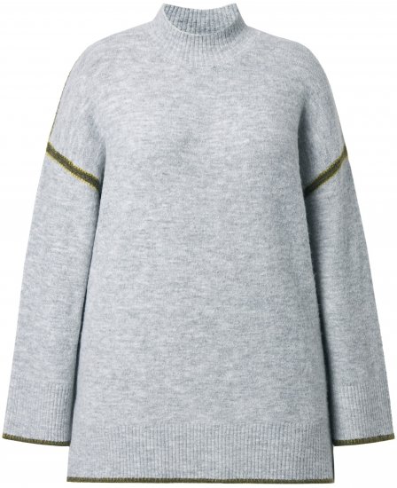 Ulla Popken Decorative Seam Sweater Light Grey Melange - φούτερ/Φούτερ με κουκούλα - 