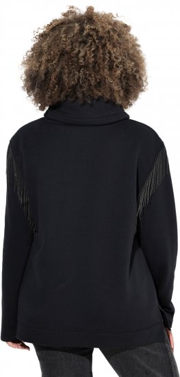 Ulla Popken Chain Fringe Smooth Fleece Sweatshirt Black - φούτερ/Φούτερ με κουκούλα - 