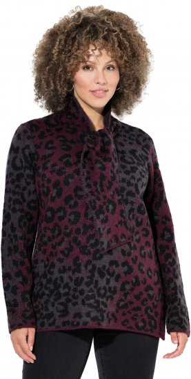 Ulla Popken Leopard Print Scarf Sweater Dark Wine Red - φούτερ/Φούτερ με κουκούλα - 