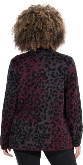 Ulla Popken Leopard Print Scarf Sweater Dark Wine Red - φούτερ/Φούτερ με κουκούλα - 