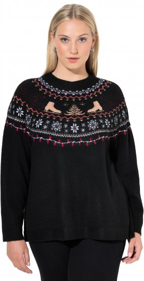 Ulla Popken Norwegian Style Christmas Sweater Black - φούτερ/Φούτερ με κουκούλα - 