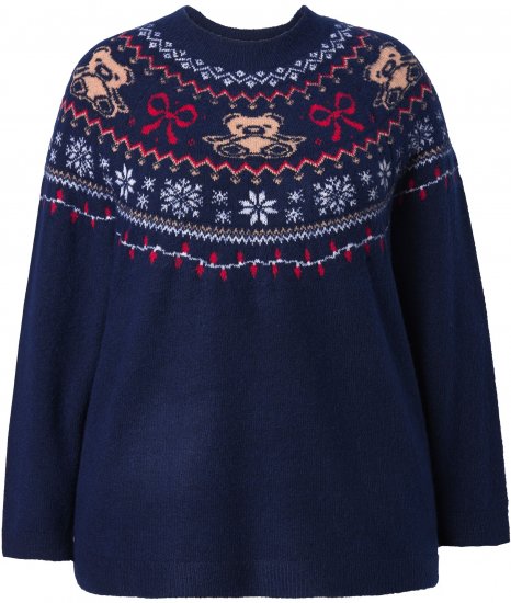 Ulla Popken Norwegian Style Christmas Sweater Blue - φούτερ/Φούτερ με κουκούλα - 