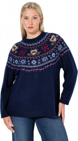 Ulla Popken Norwegian Style Christmas Sweater Blue - φούτερ/Φούτερ με κουκούλα - 