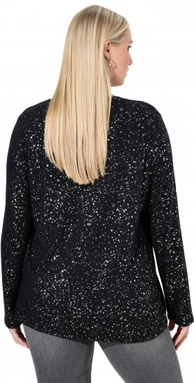 Ulla Popken Metallic Print Extra Soft Christmas Sweatshirt Black - φούτερ/Φούτερ με κουκούλα - 