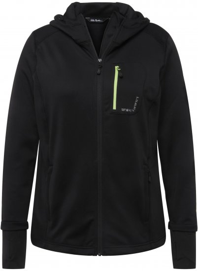Ulla Popken HYPRAR Zip Front Hooded Stretch Sweatshirt Black - φούτερ/Φούτερ με κουκούλα - 