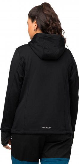 Ulla Popken HYPRAR Zip Front Hooded Stretch Sweatshirt Black - φούτερ/Φούτερ με κουκούλα - 
