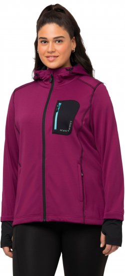 Ulla Popken HYPRAR Zip Front Hooded Stretch Sweatshirt Blackberry - φούτερ/Φούτερ με κουκούλα - 