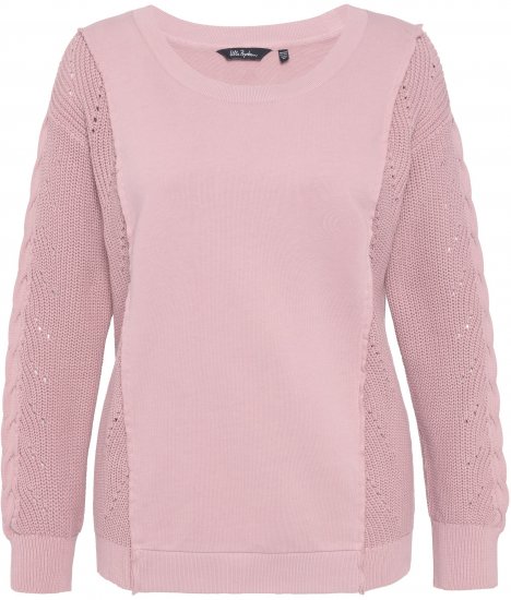 Ulla Popken Mixed Knit Patch Look Sweatshirt Old Pink - φούτερ/Φούτερ με κουκούλα - 