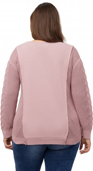 Ulla Popken Mixed Knit Patch Look Sweatshirt Old Pink - φούτερ/Φούτερ με κουκούλα - 