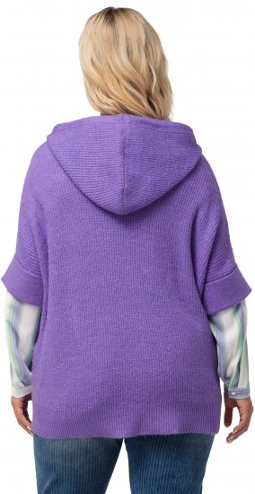 Ulla Popken Fuzzy Knit Short Sleeve Hoodie Pale Lilac - φούτερ/Φούτερ με κουκούλα - 