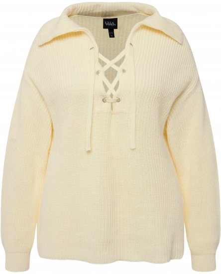 Ulla Popken Lace Up Sailor Collar Sweater Vanilla - φούτερ/Φούτερ με κουκούλα - 