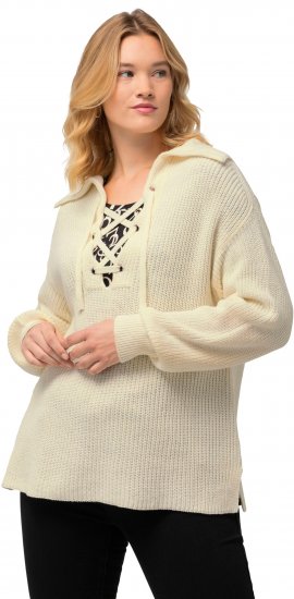 Ulla Popken Lace Up Sailor Collar Sweater Vanilla - φούτερ/Φούτερ με κουκούλα - 