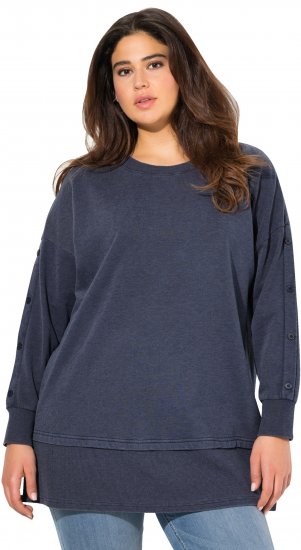 Ulla Popken Layered Look Button Sleeve Sweatshirt Navy - φούτερ/Φούτερ με κουκούλα - 
