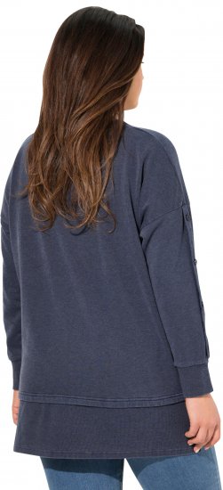 Ulla Popken Layered Look Button Sleeve Sweatshirt Navy - φούτερ/Φούτερ με κουκούλα - 