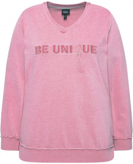 Ulla Popken Graphic BE UNIQUE Inverted Seam Sweatshirt Raspberry - φούτερ/Φούτερ με κουκούλα - 