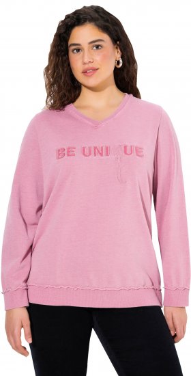 Ulla Popken Graphic BE UNIQUE Inverted Seam Sweatshirt Raspberry - φούτερ/Φούτερ με κουκούλα - 