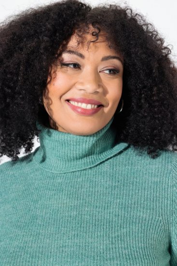 Ulla Popken Asymmetric Zipper Turtleneck Sweater Green - φούτερ/Φούτερ με κουκούλα - Ζεστά Φούτερ, Hoodies & Πλεκτά
